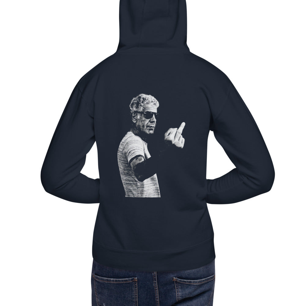 Hoodie A, Bourdain - Modelo masculino espalda