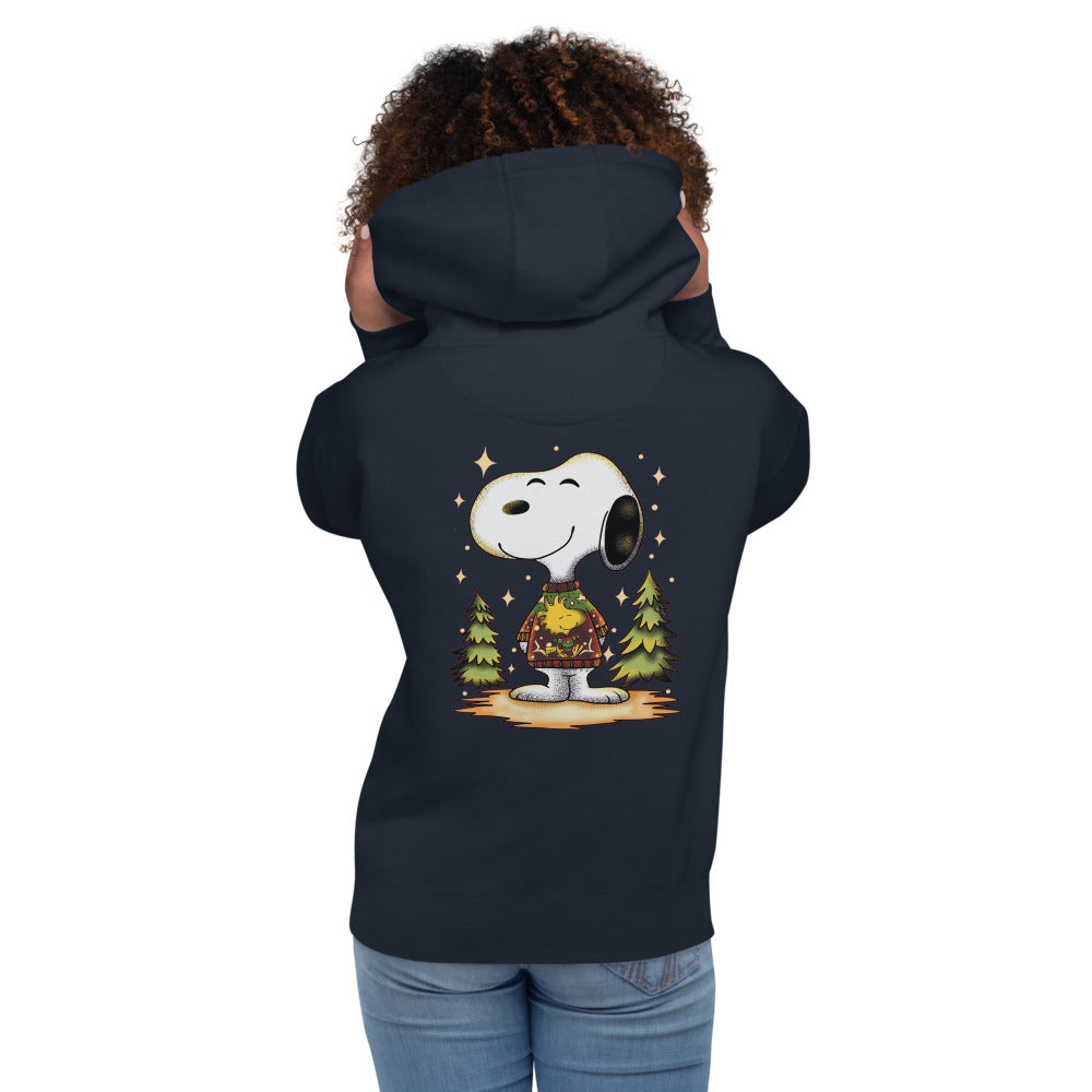 Hoodie Beagle de Navidad - Modelo femenina espalda