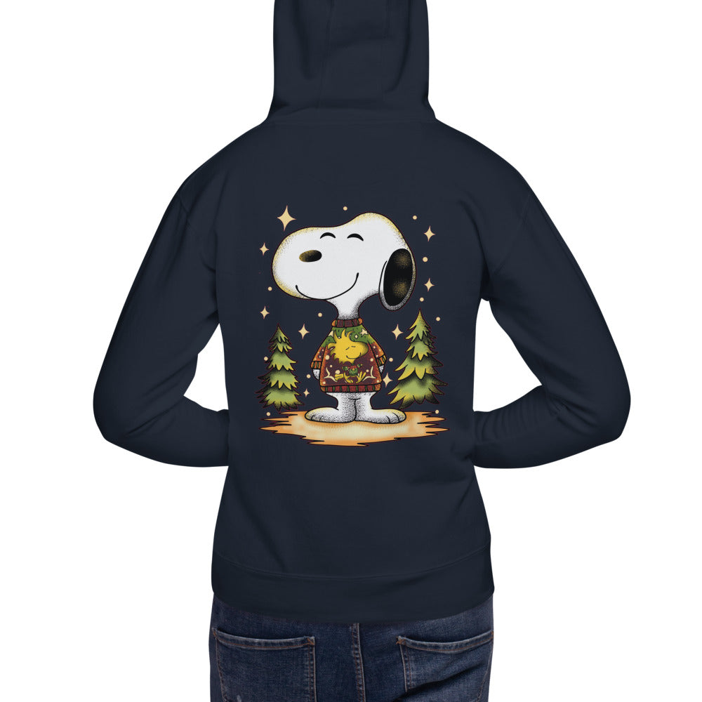 Hoodie Beagle de Navidad - Modelo masculino espalda