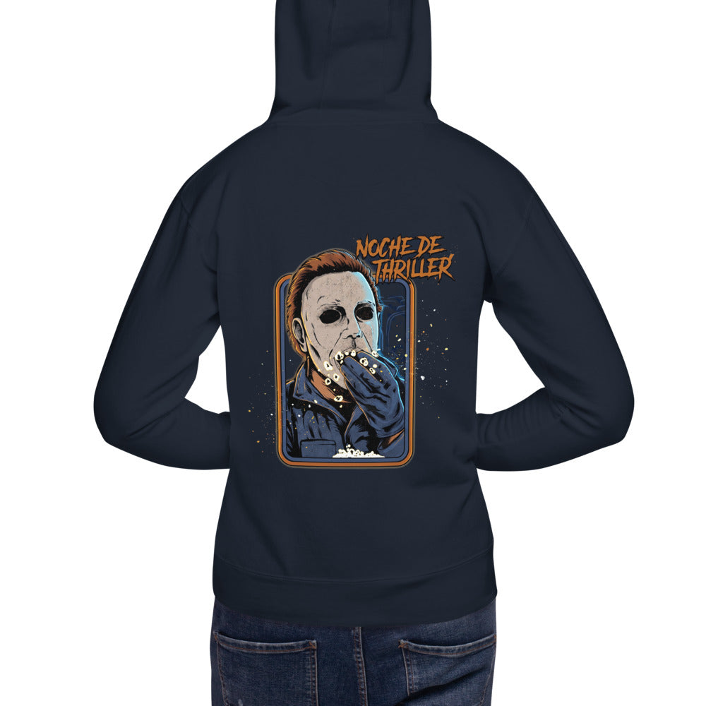 Hoodie Michael Myers Noche De Thriller Palomitas - Modelo masculino espalda