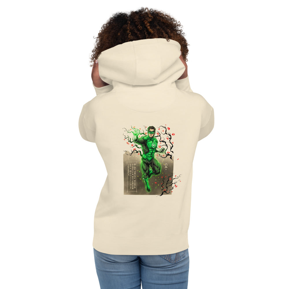 Hoodie Green Lantern Hal Jordan Sakura - Modelo femenina espalda
