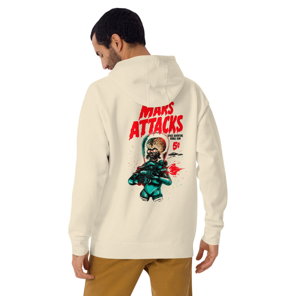 Hoodie Mars Attacks Space Adventure Bubble Gum - Modelo masculino espalda 2