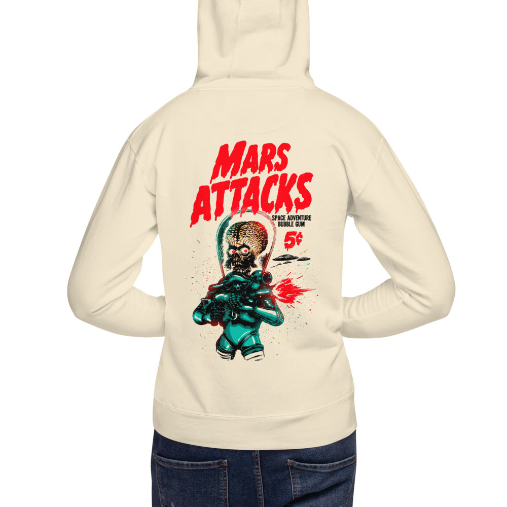 Hoodie Mars Attacks Space Adventure Bubble Gum - Modelo masculino espalda