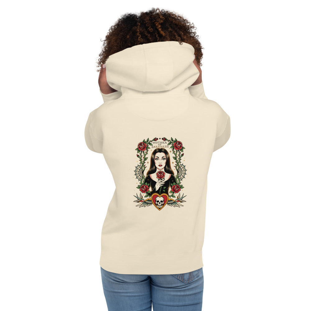 Hoodie Mother Of Darkness Gothic Woman Skull Heart - Modelo femenina espalda