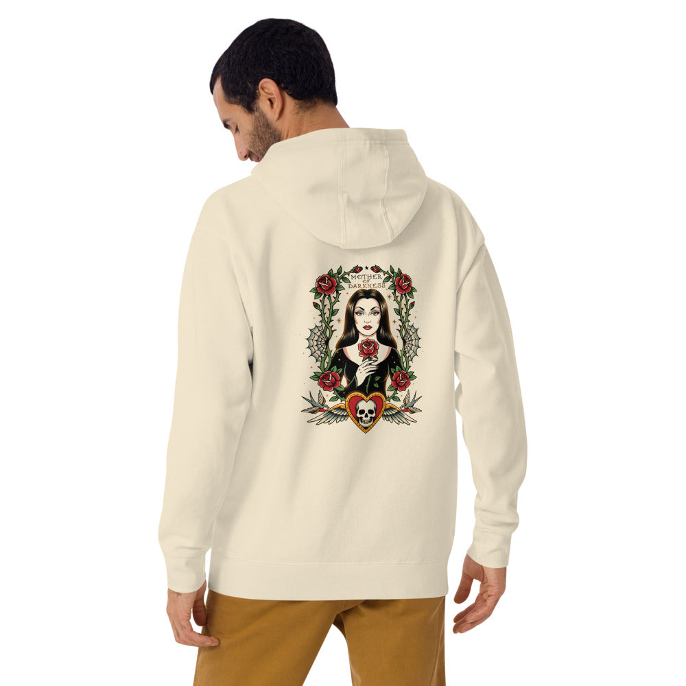 Hoodie Mother Of Darkness Gothic Woman Skull Heart - Modelo masculino espalda 2
