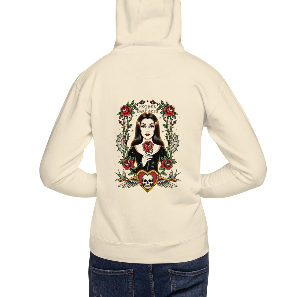 Hoodie Mother Of Darkness Gothic Woman Skull Heart - Modelo masculino espalda