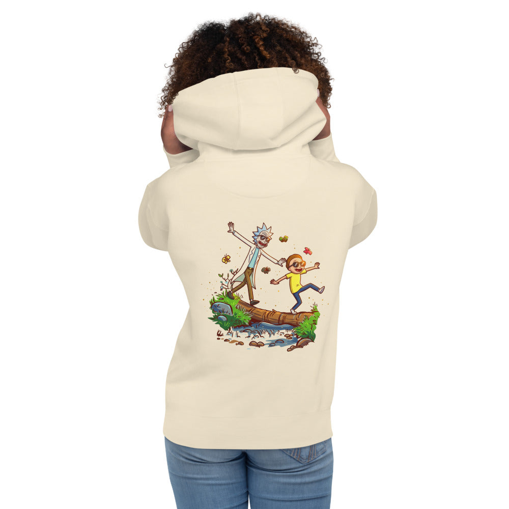 Hoodie Rick And Morty Balancing Log Sunglasses - Modelo femenina espalda