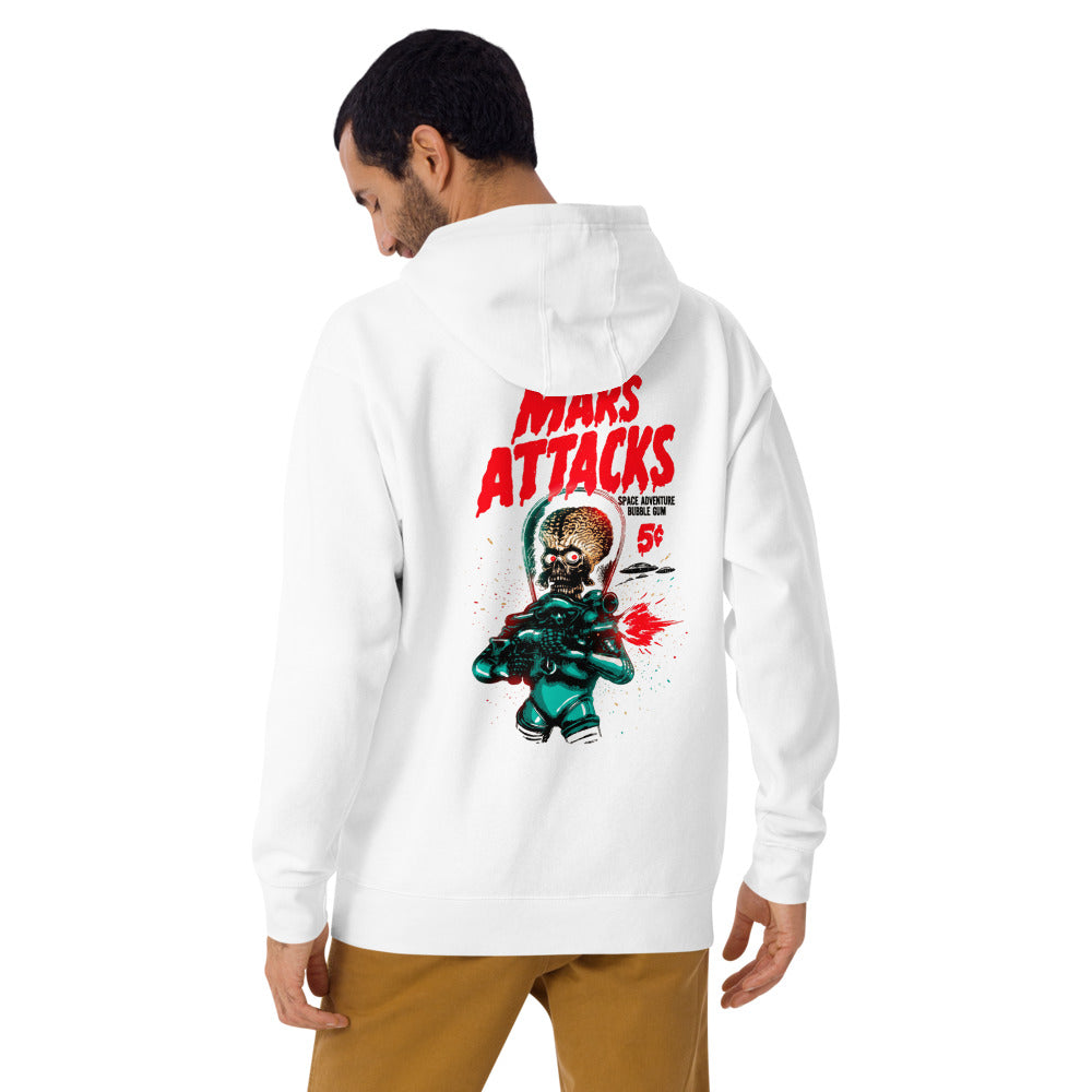 Hoodie Mars Attacks Space Adventure Bubble Gum - Modelo masculino espalda 2