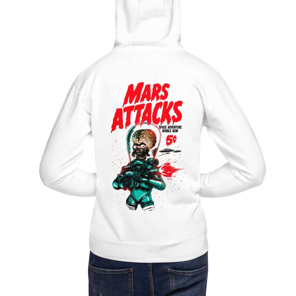 Hoodie Mars Attacks Space Adventure Bubble Gum - Modelo masculino espalda