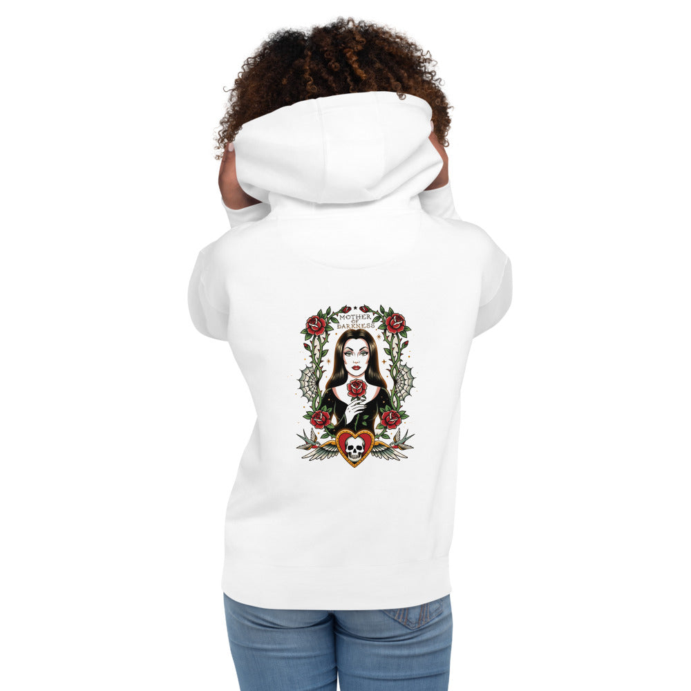 Hoodie Mother Of Darkness Gothic Woman Skull Heart - Modelo femenina espalda