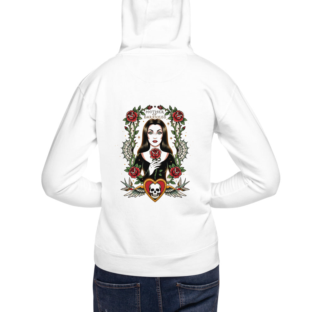 Hoodie Mother Of Darkness Gothic Woman Skull Heart - Modelo masculino espalda