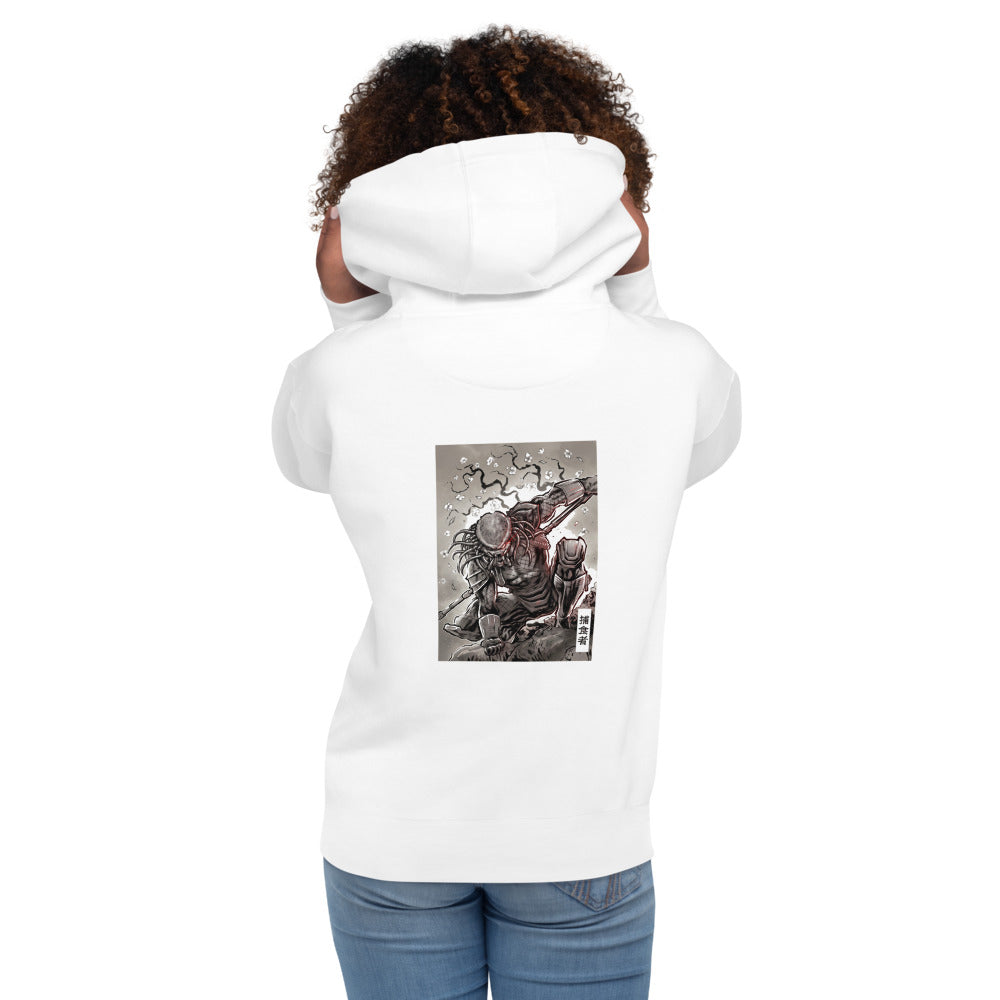 Hoodie Predator Sumi e Ink Hunter - Modelo femenina espalda