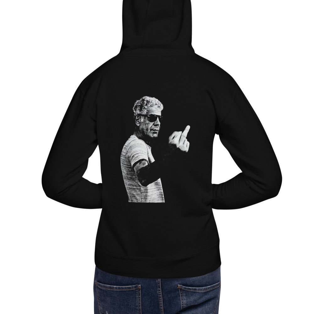 Hoodie A, Bourdain - Modelo masculino espalda