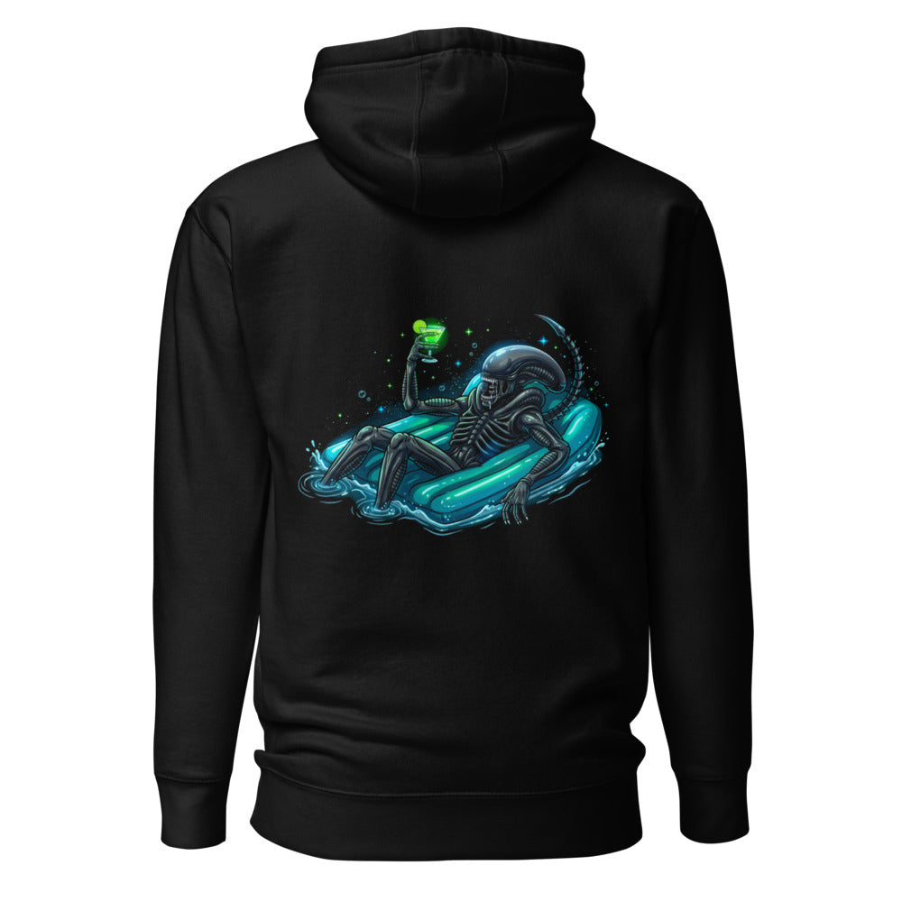 Hoodie Alien Xenomorph Pool Float Green Cocktail - Espalda