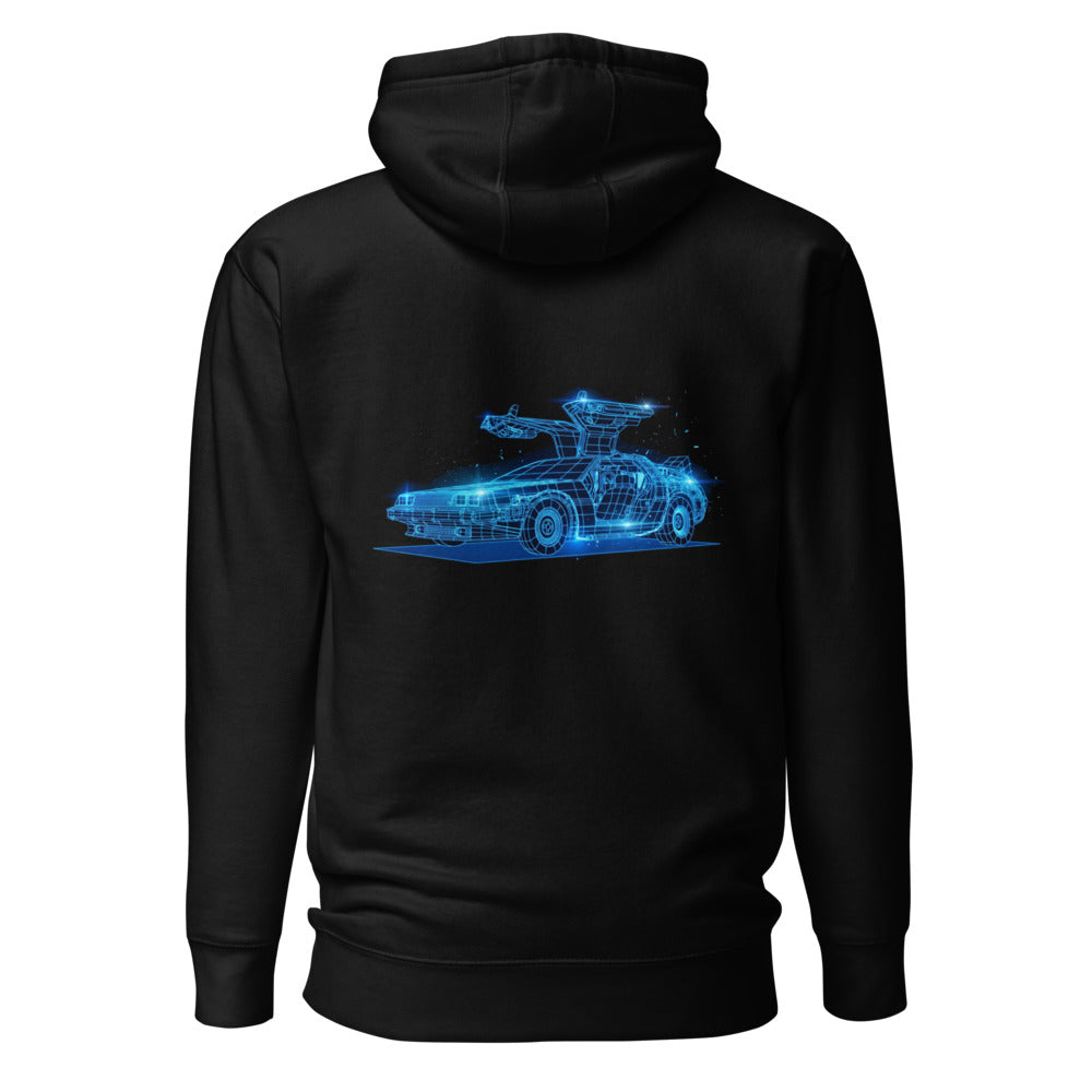 Hoodie Back To The Future DeLorean Neon Wireframe - Espalda