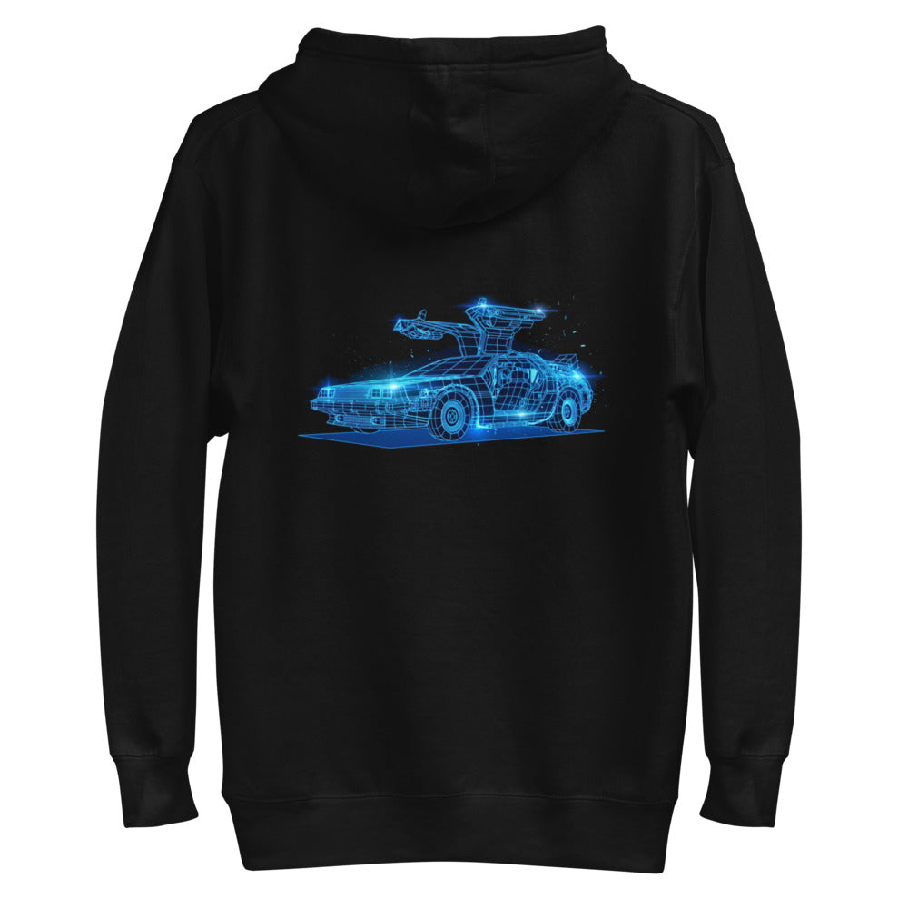 Hoodie Back To The Future DeLorean Neon Wireframe - Plano