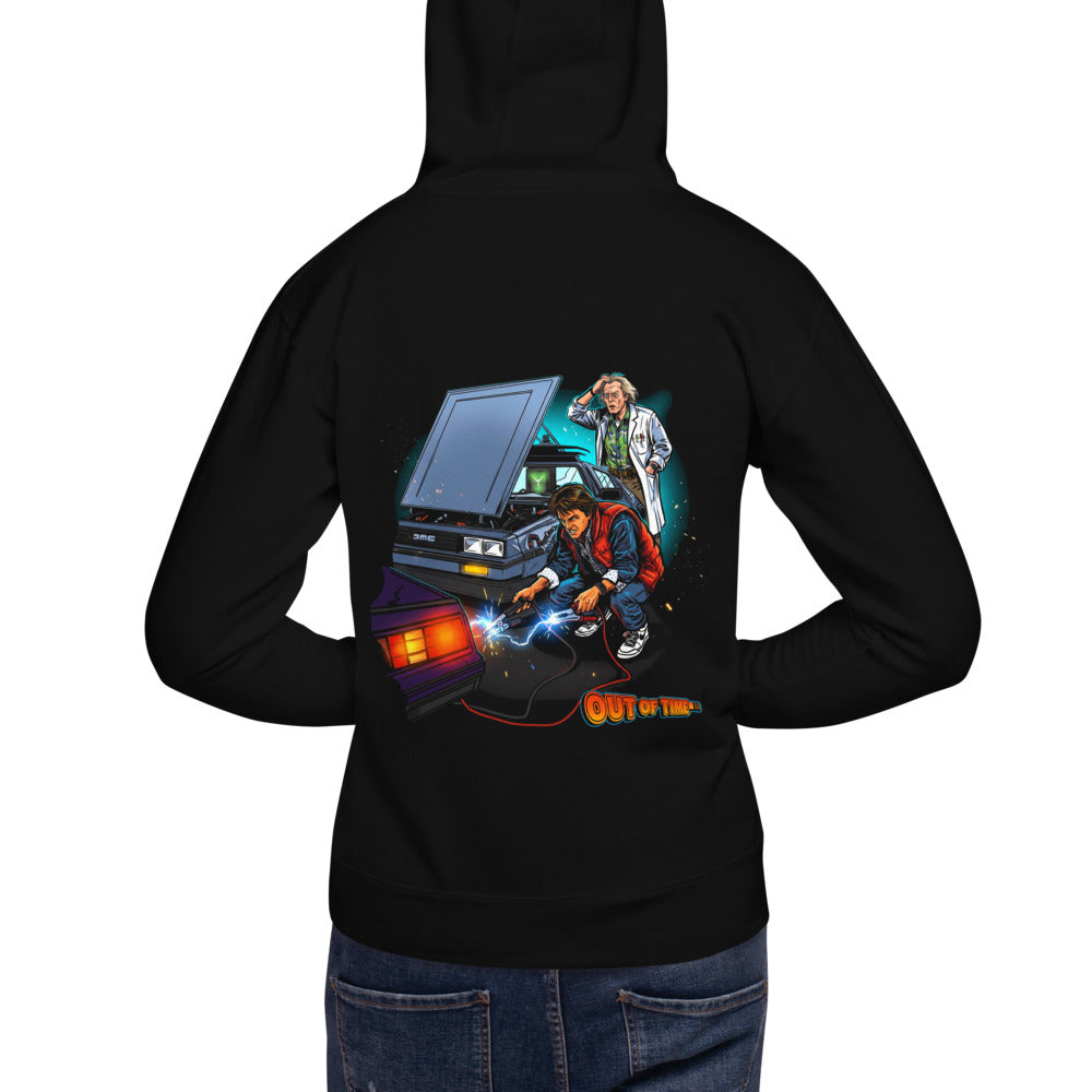 Hoodie Back To The Future Out Of Time Jumpstart - Modelo masculino espalda