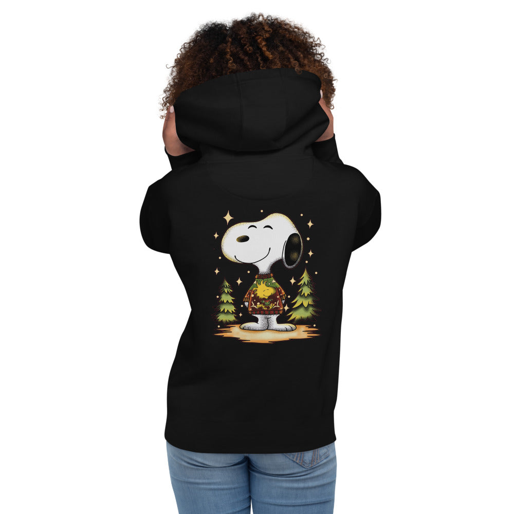 Hoodie Beagle de Navidad - Modelo femenina espalda