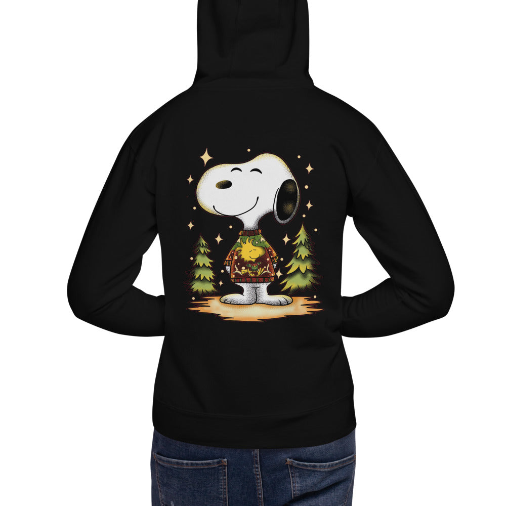 Hoodie Beagle de Navidad - Modelo masculino espalda