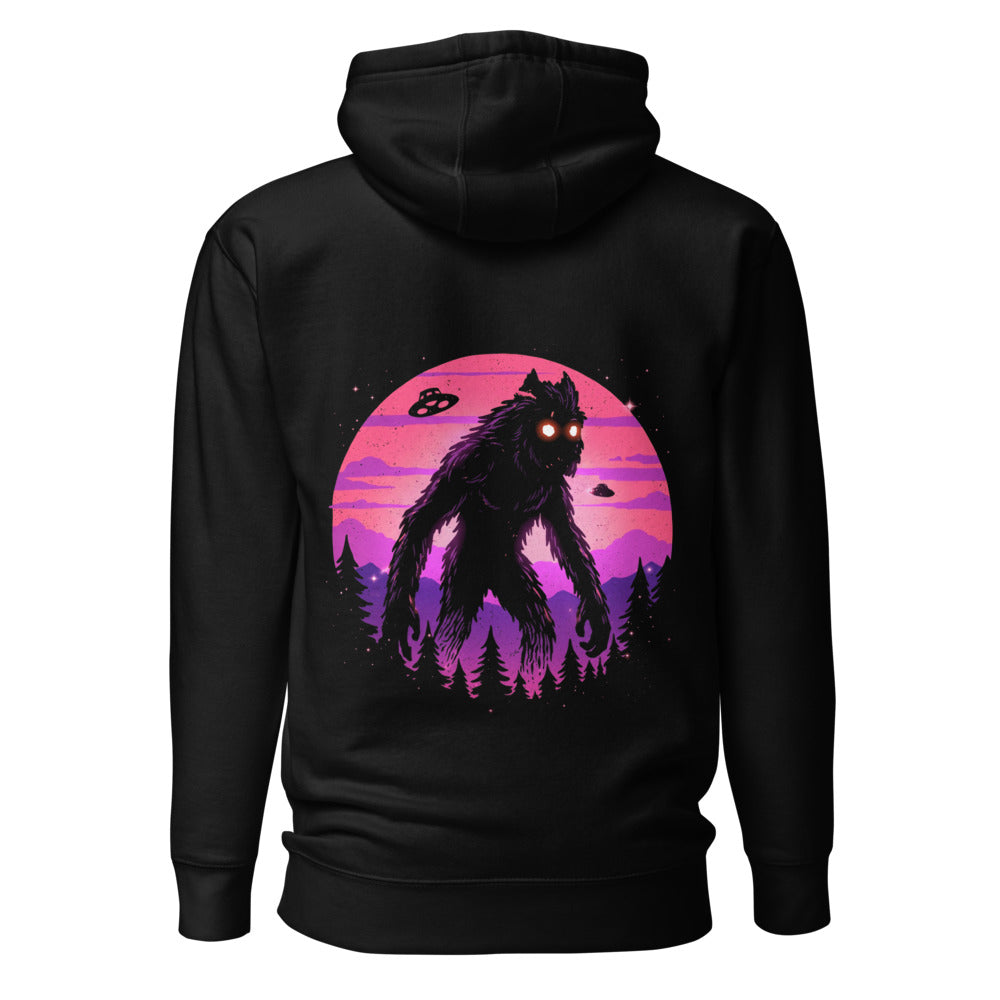 Hoodie Bigfoot UFO Retro Sunset - Espalda