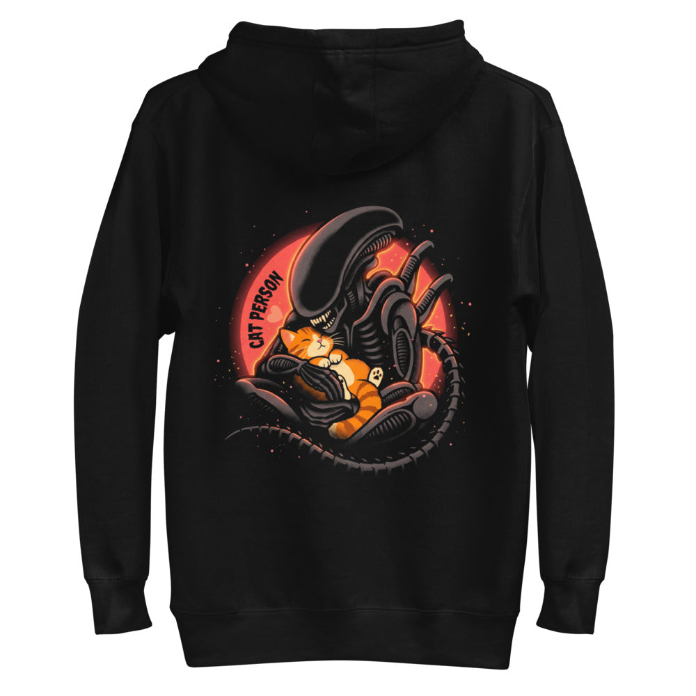 Hoodie Cat Person Xenomorph Hugging Orange Kitten - Plano