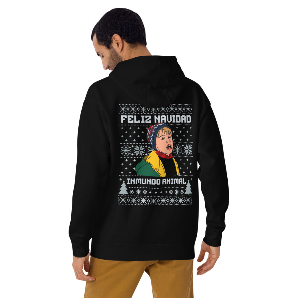 Hoodie Feliz Navidad Inmundo Animal Suéter Feo - Modelo masculino espalda 2