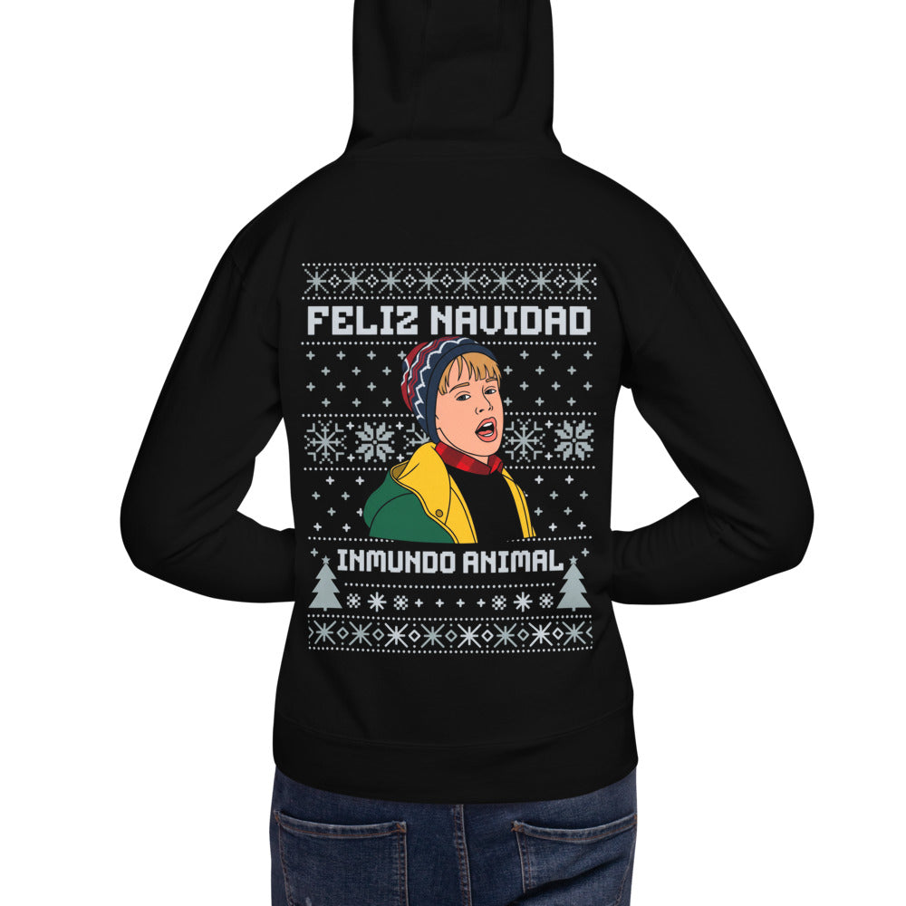 Hoodie Feliz Navidad Inmundo Animal Suéter Feo - Modelo masculino espalda