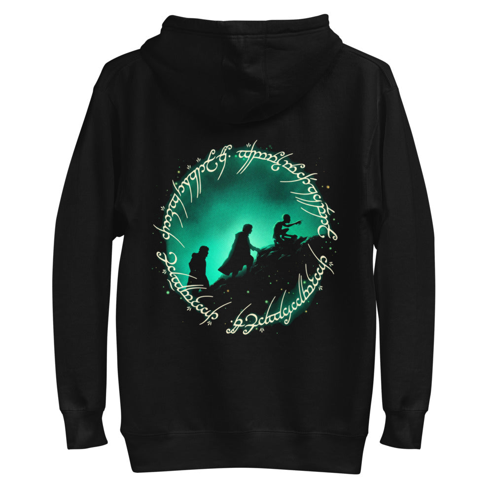 Hoodie Frodo Sam Gollum One Ring Script Green Glow - Plano