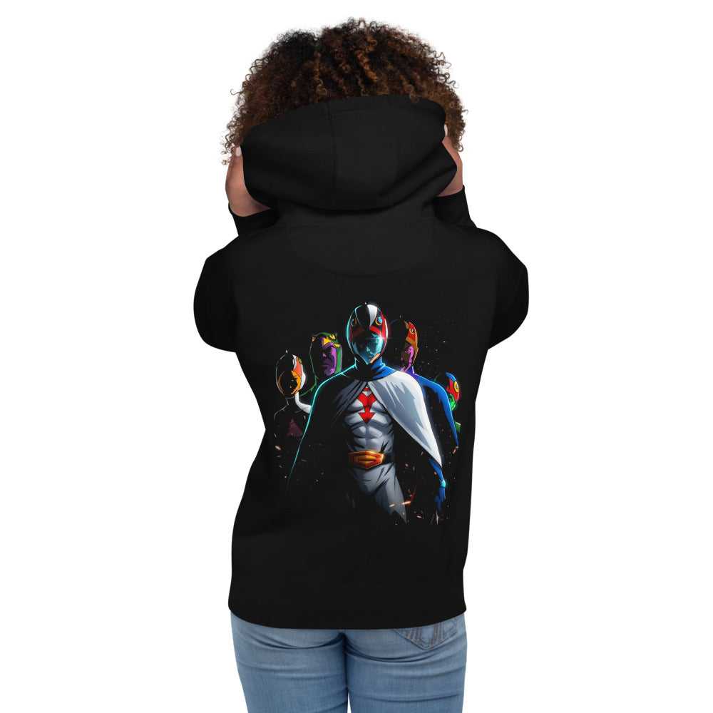 Hoodie Gatchaman Ken The Eagle Team - Modelo femenina espalda