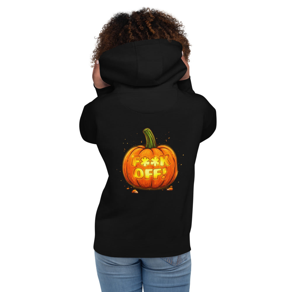 Hoodie Glowing Jack O Lantern Halloween Humor - Modelo femenina espalda