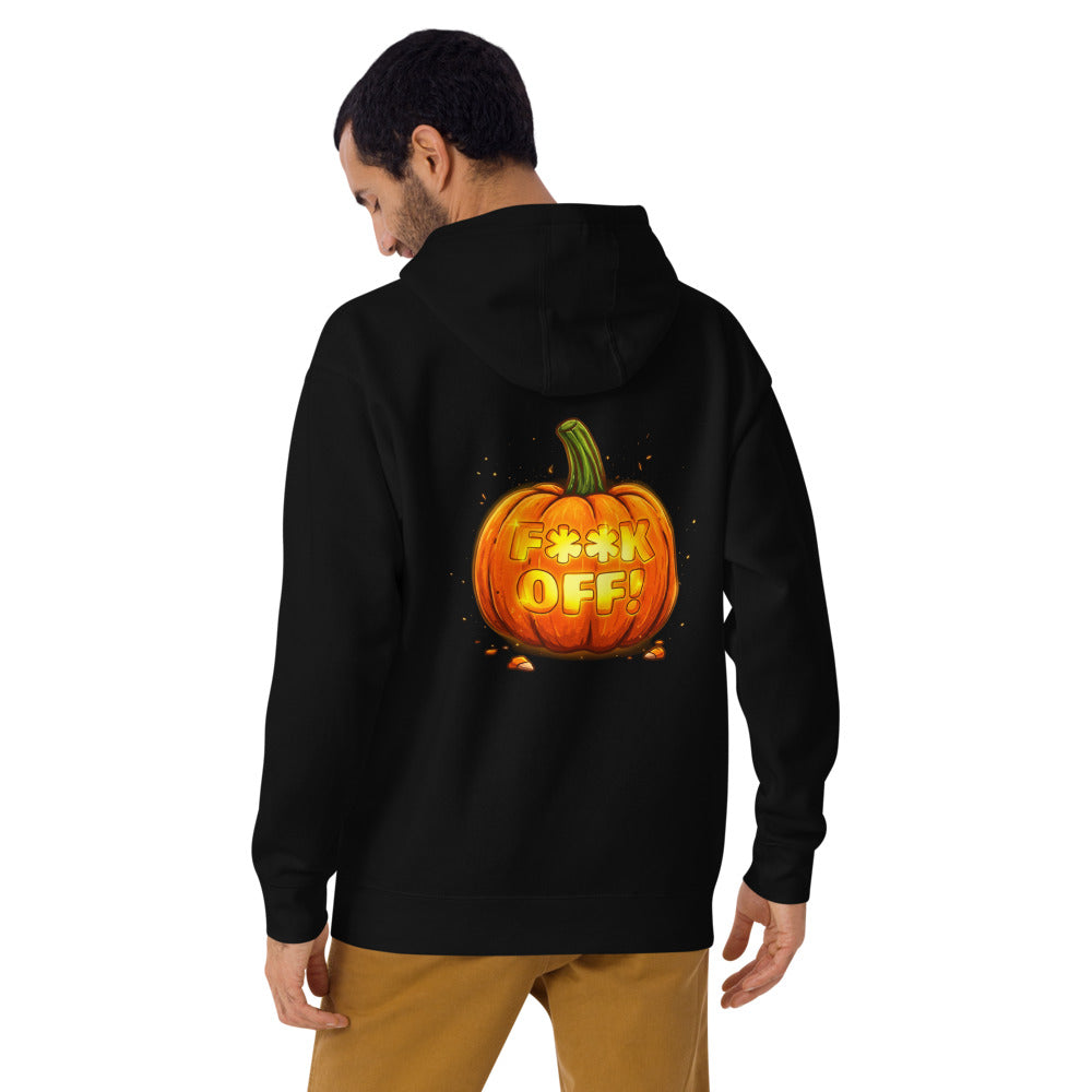 Hoodie Glowing Jack O Lantern Halloween Humor - Modelo masculino espalda 2