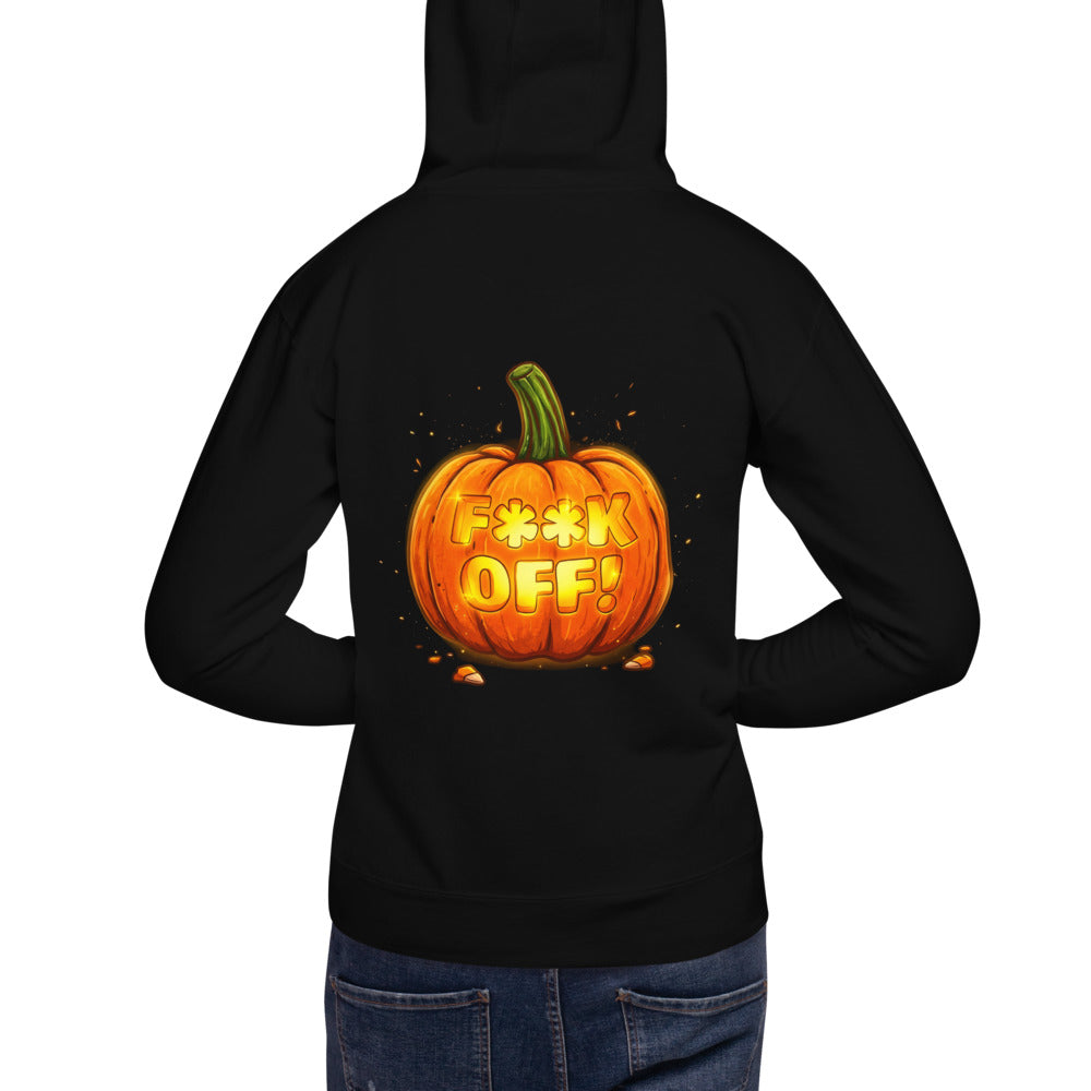 Hoodie Glowing Jack O Lantern Halloween Humor - Modelo masculino espalda