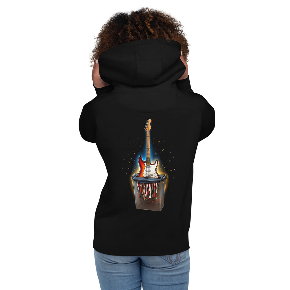 Hoodie Guitar Shredder Sunburst Paper Shredder - Modelo femenina espalda