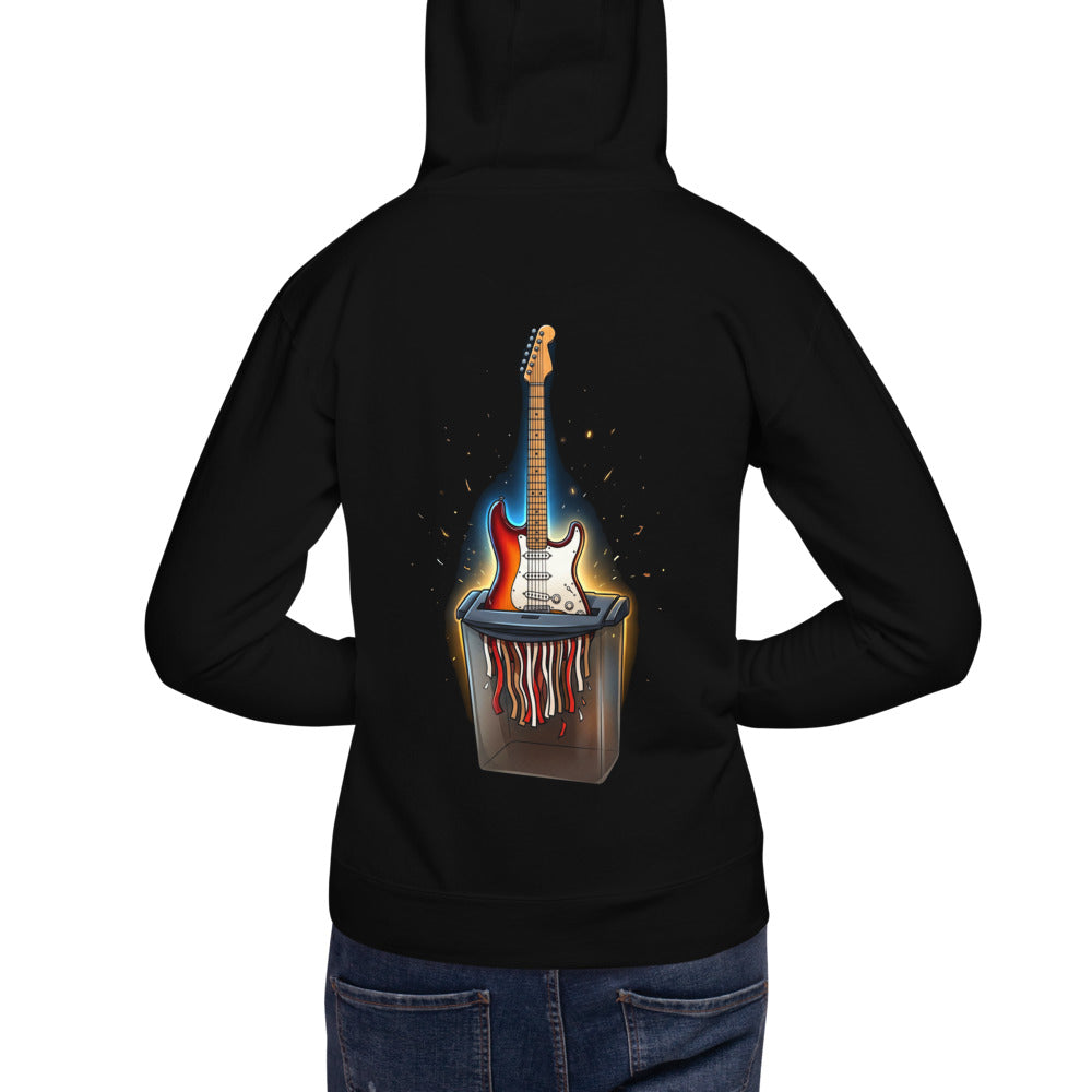 Hoodie Guitar Shredder Sunburst Paper Shredder - Modelo masculino espalda