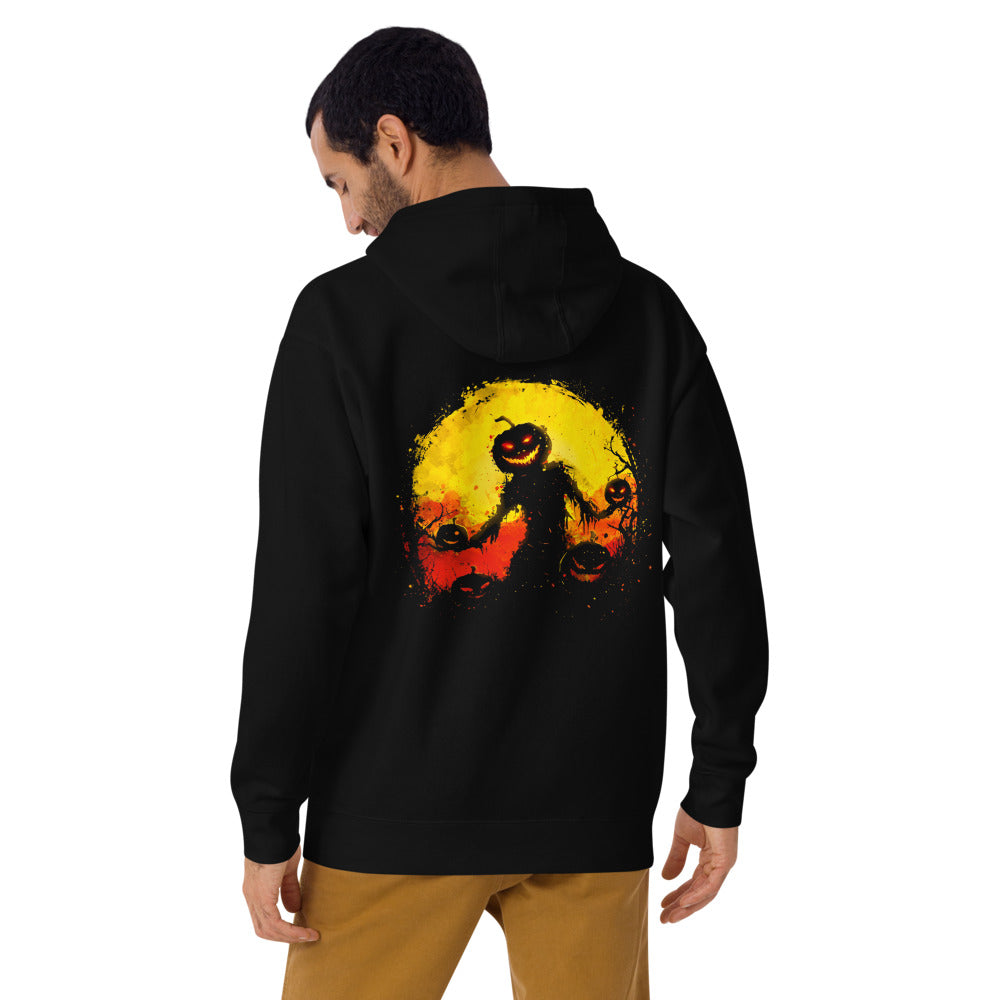 Hoodie Halloween Pumpkin Scarecrow Moon - Modelo masculino espalda 2