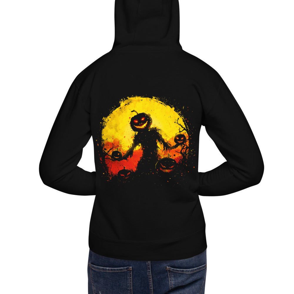 Hoodie Halloween Pumpkin Scarecrow Moon - Modelo masculino espalda