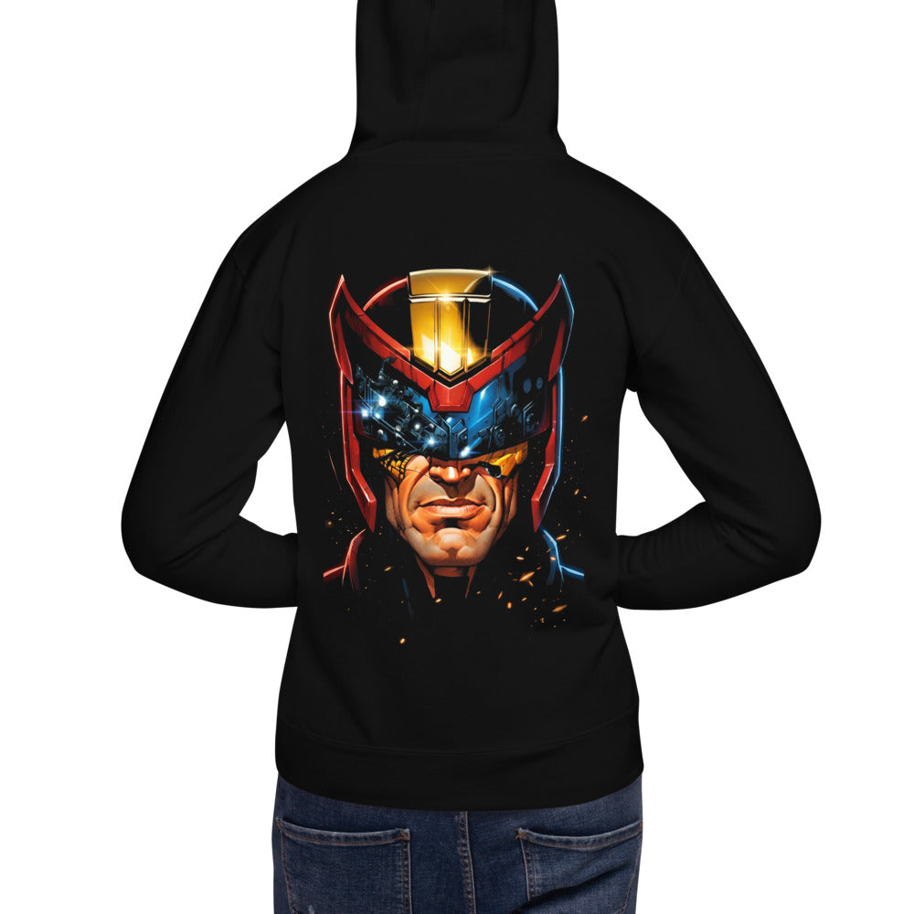 Hoodie Judge Dredd Golden Crest Helmet - Modelo masculino espalda