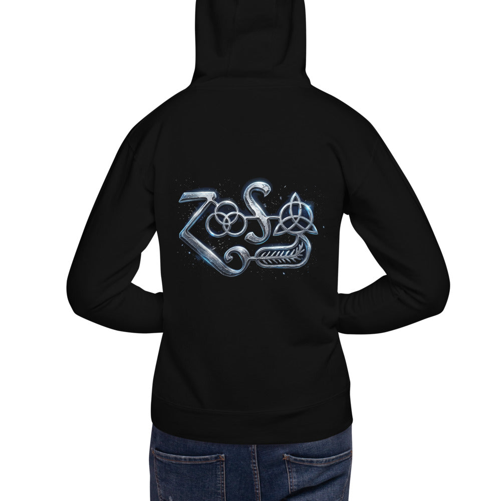 Hoodie Led Zeppelin Zoso Chrome Symbol - Modelo masculino espalda