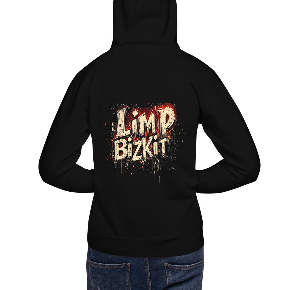 Hoodie Limp Bizkit Grunge Drip Red Glow - Modelo masculino espalda