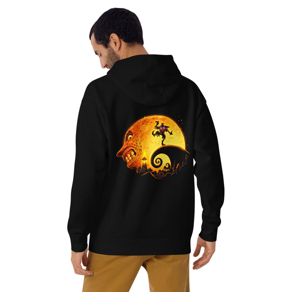 Hoodie Majora's Mask Skull Kid Spiral Hill Moon - Modelo masculino espalda 2