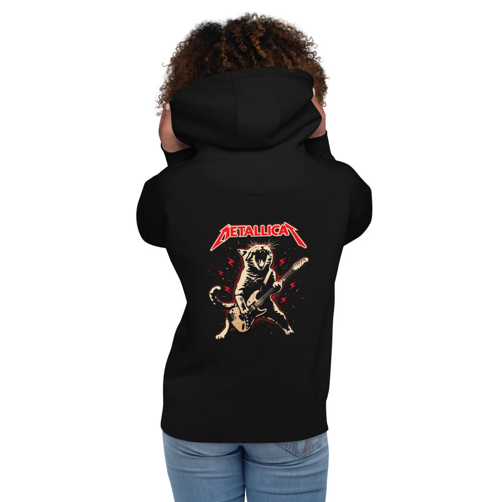 Hoodie Metallicat Screaming Cat Electric Guitar - Modelo femenina espalda