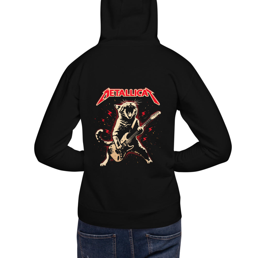 Hoodie Metallicat Screaming Cat Electric Guitar - Modelo masculino espalda