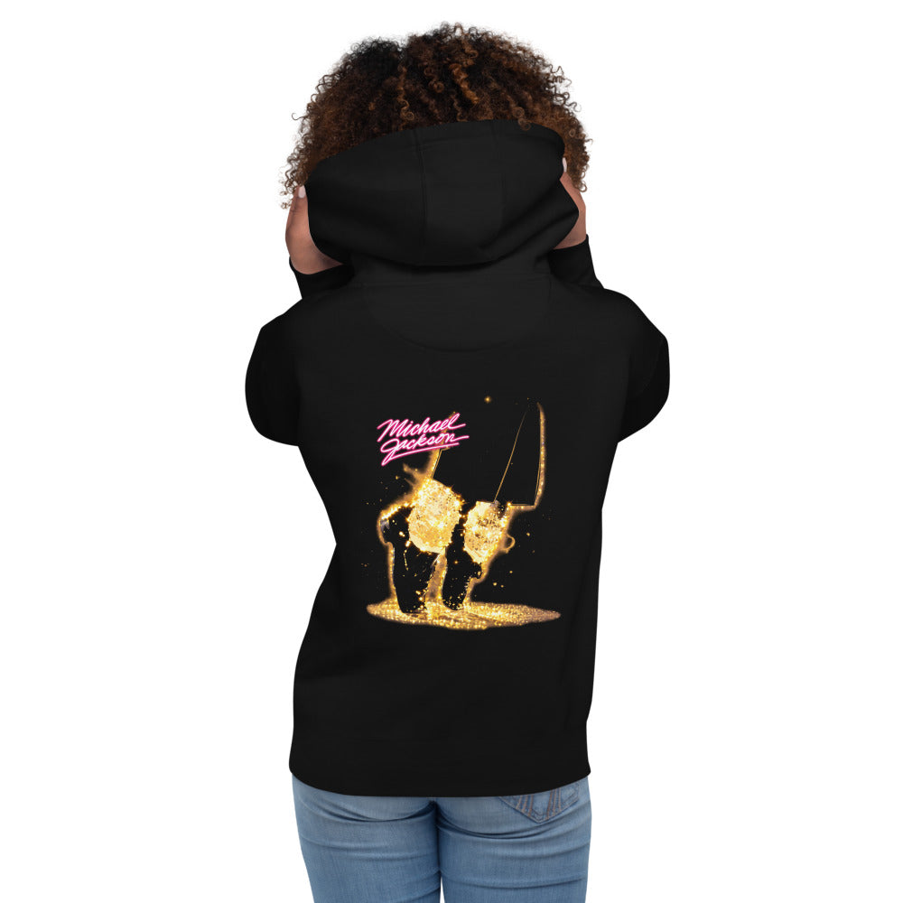 Hoodie Michael Jackson Glitter Socks Neon Pink - Modelo femenina espalda