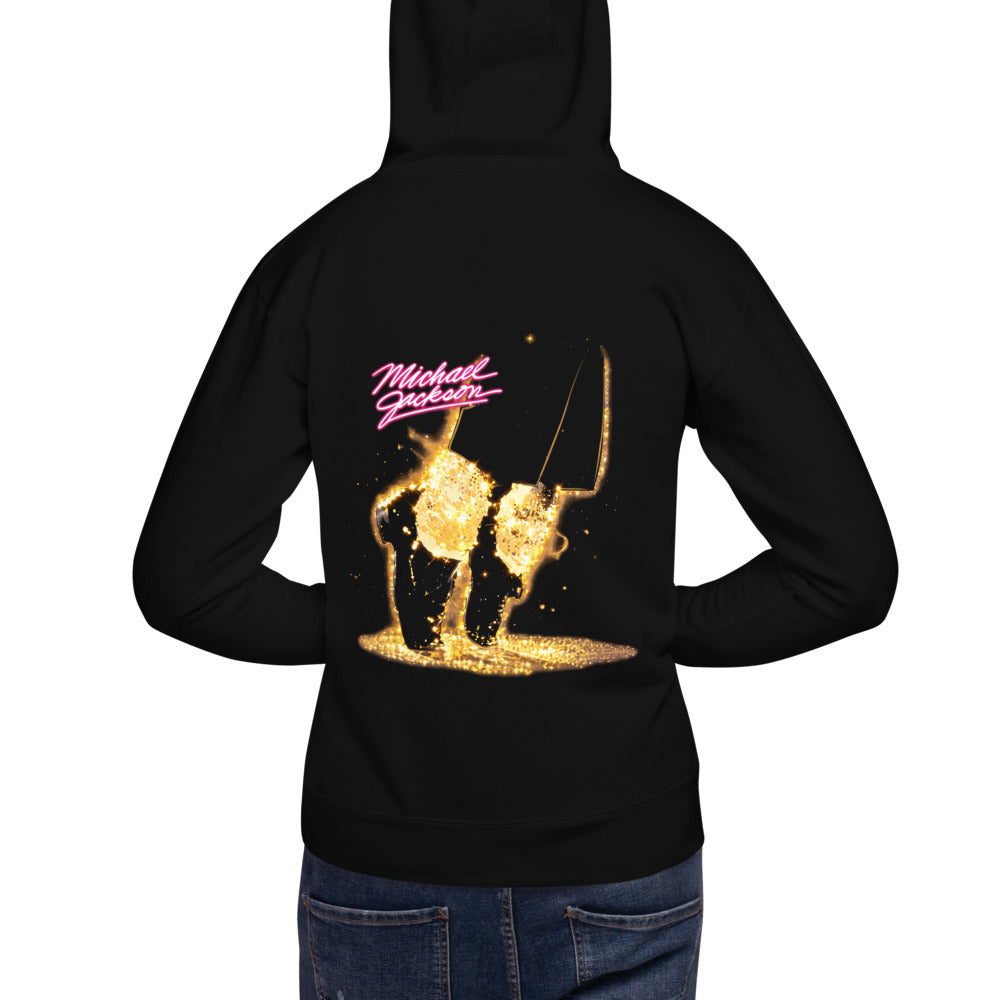 Hoodie Michael Jackson Glitter Socks Neon Pink - Modelo masculino espalda