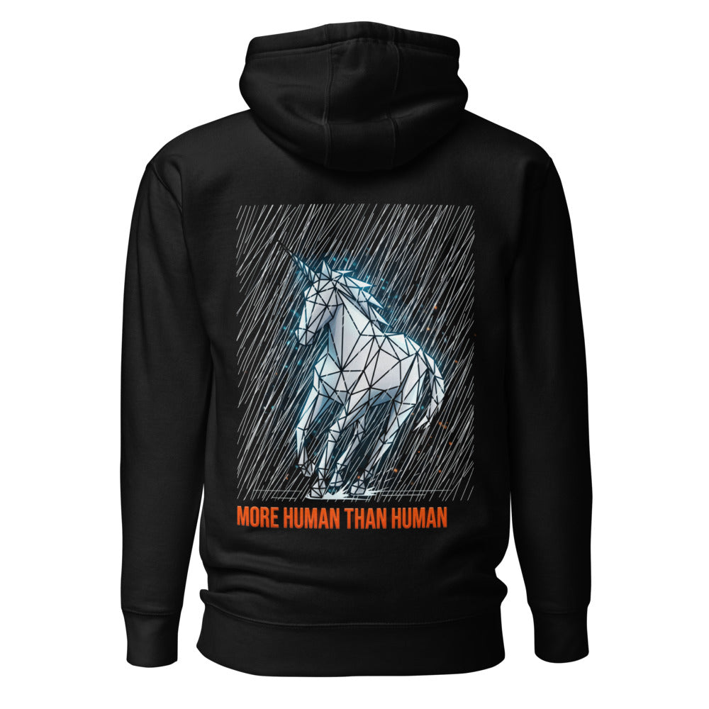 Hoodie More Human Than Human Geometric Unicorn - Espalda