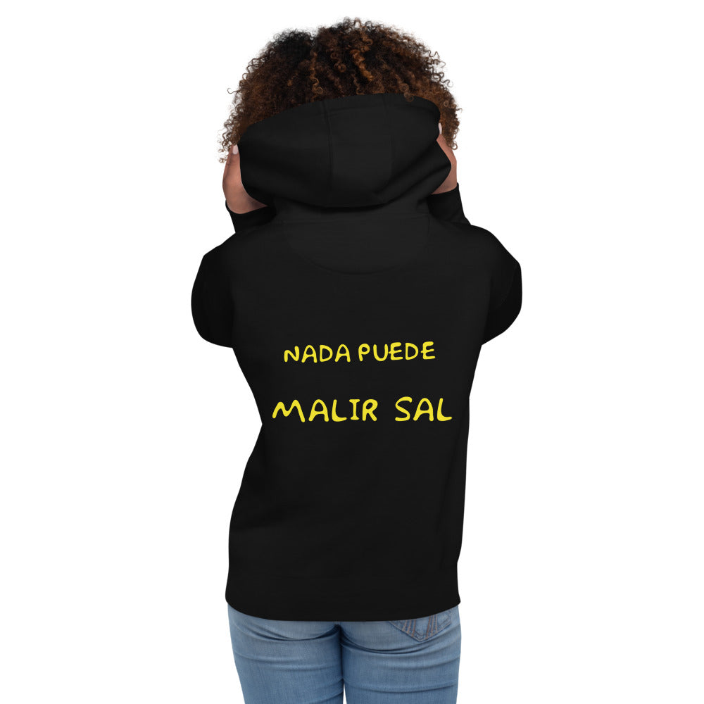 Hoodie Nada Puede Malir Sal - Modelo femenina espalda