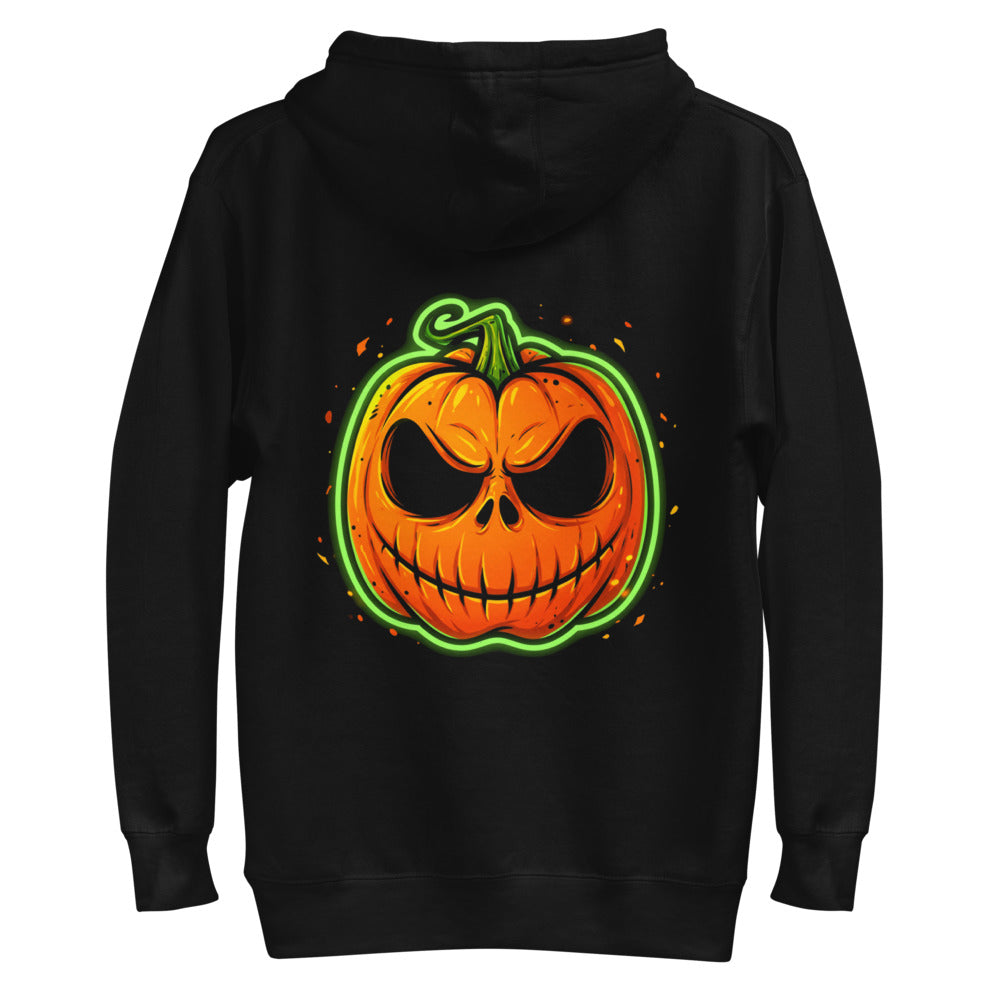 Hoodie Neon Green Skull Jack O Lantern - Plano