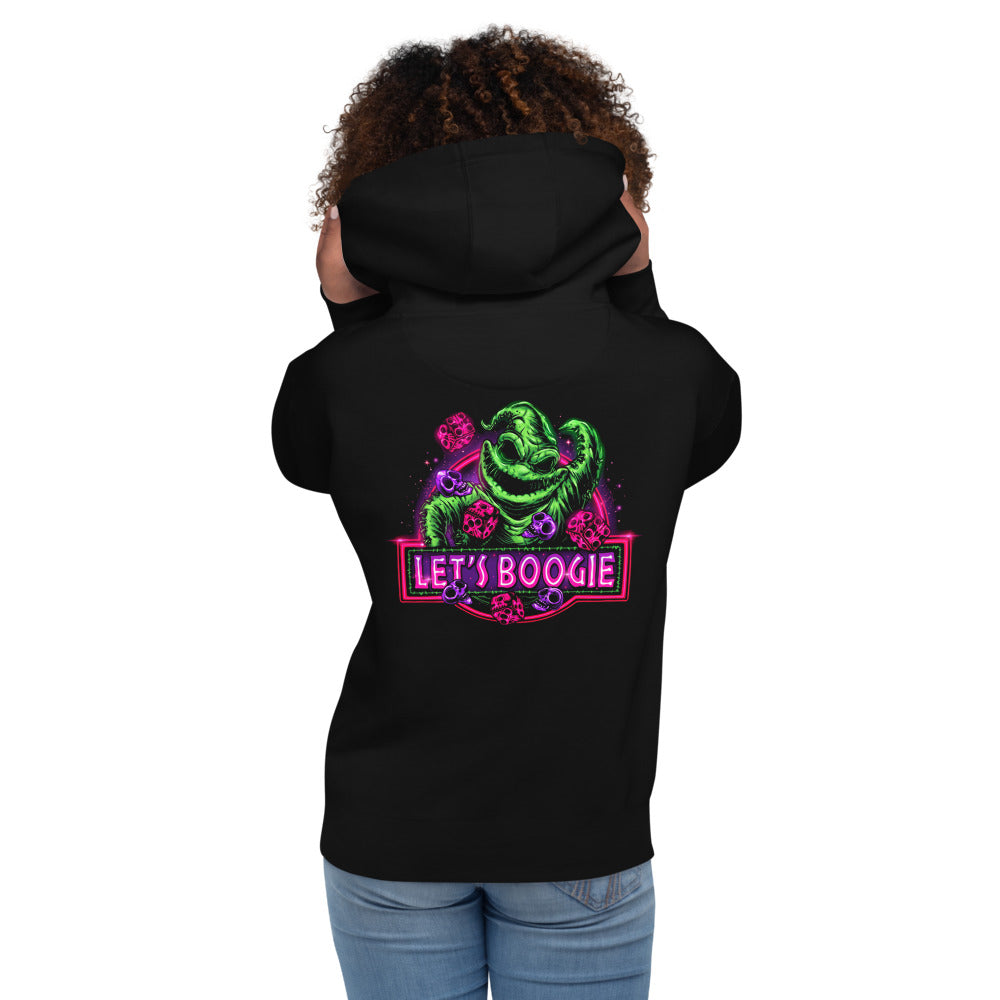 Hoodie Oogie Boogie Lets Boogie Neon Dice - Modelo femenina espalda