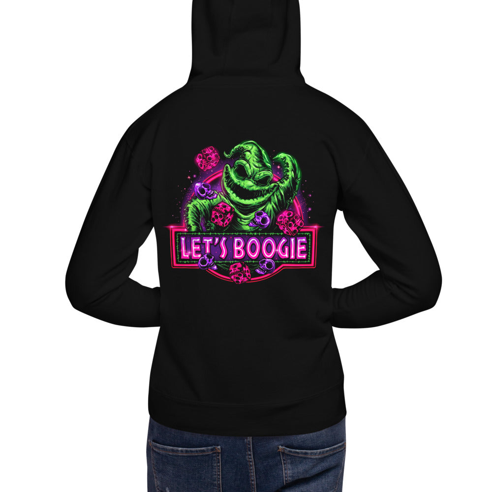 Hoodie Oogie Boogie Lets Boogie Neon Dice - Modelo masculino espalda