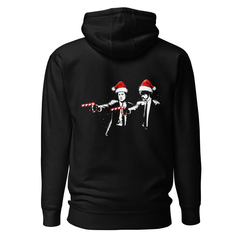 Hoodie Pulp Fiction Santa Hats Candy Canes - Espalda